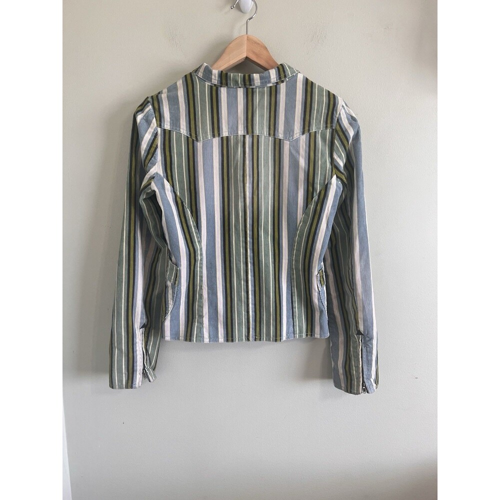 Fossil Women Size M Multicolor Striped Heart Red Lined Blazer Jacket Rare - Picture 2 of 12